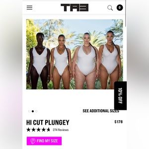 TA3 HI CUT PLUNGEY, NWT, WHITE, SIZE: MED SHORT